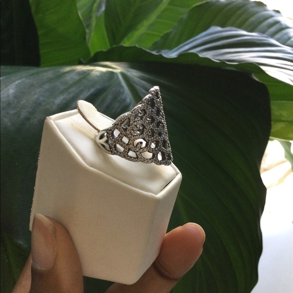 PANDORA SILVER STUDDED DIAMOND RING - Picture 4 of 5